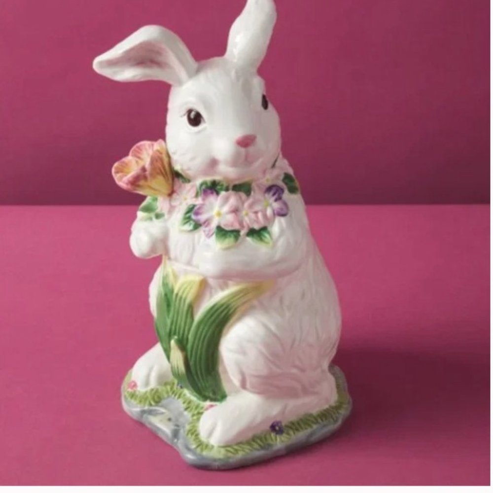 RABBIT COOKIE JAR OR CANISTER 13" ( ceramic)
